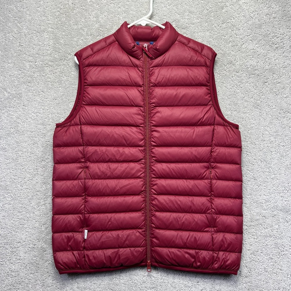 Johnnie-O Puffer Vest Mens M Chili Red Down Full Zip Quilted Golf Lightweight